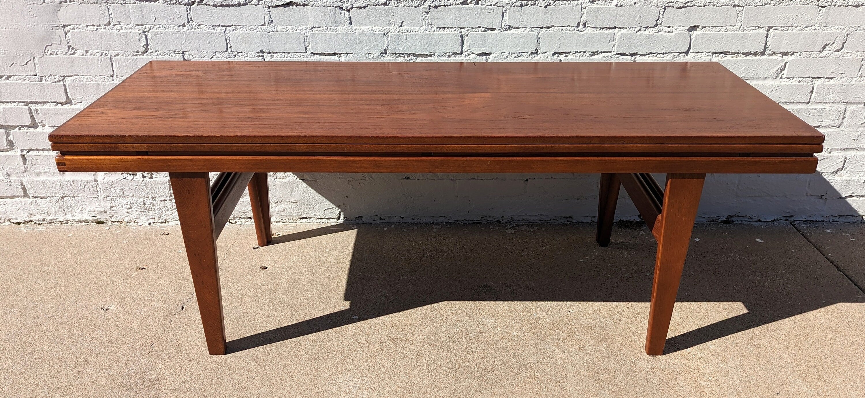 Mid Century English Modern Teak Elevator Table by Trioh