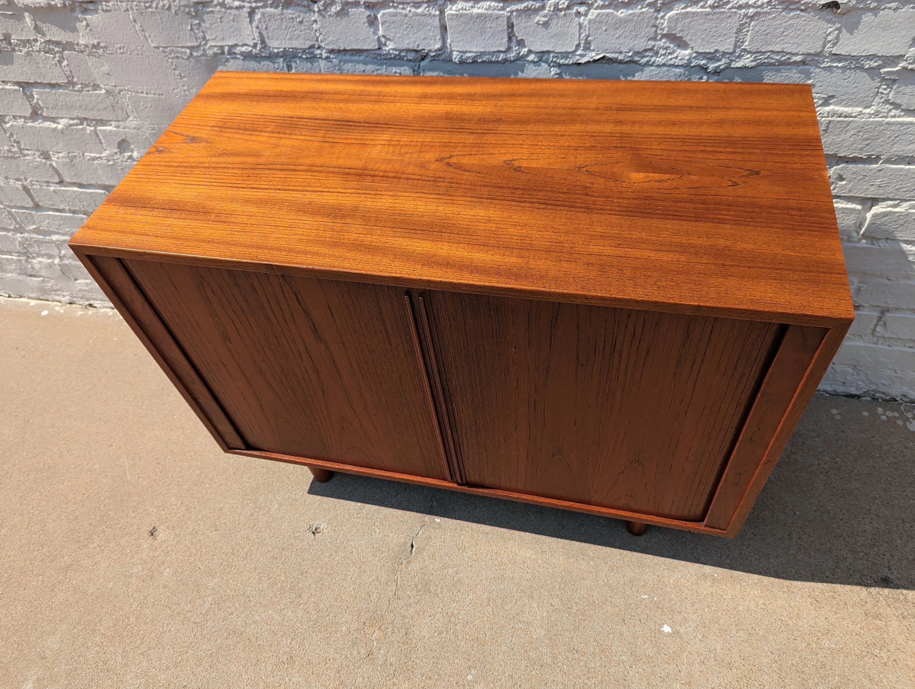 Mid Century Danish Modern Tambour Door Cabinet