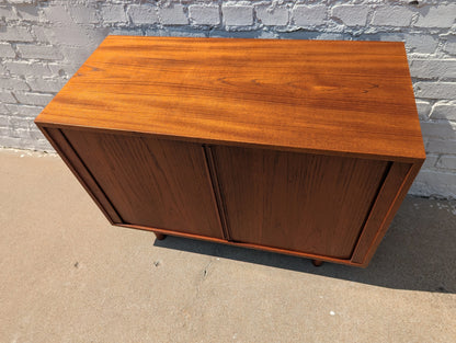 Mid Century Danish Modern Tambour Door Cabinet