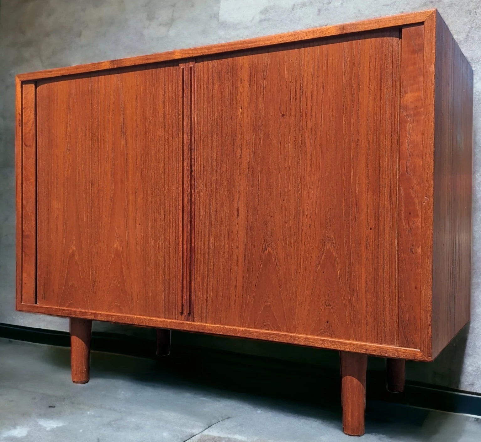 Mid Century Danish Modern Tambour Door Cabinet