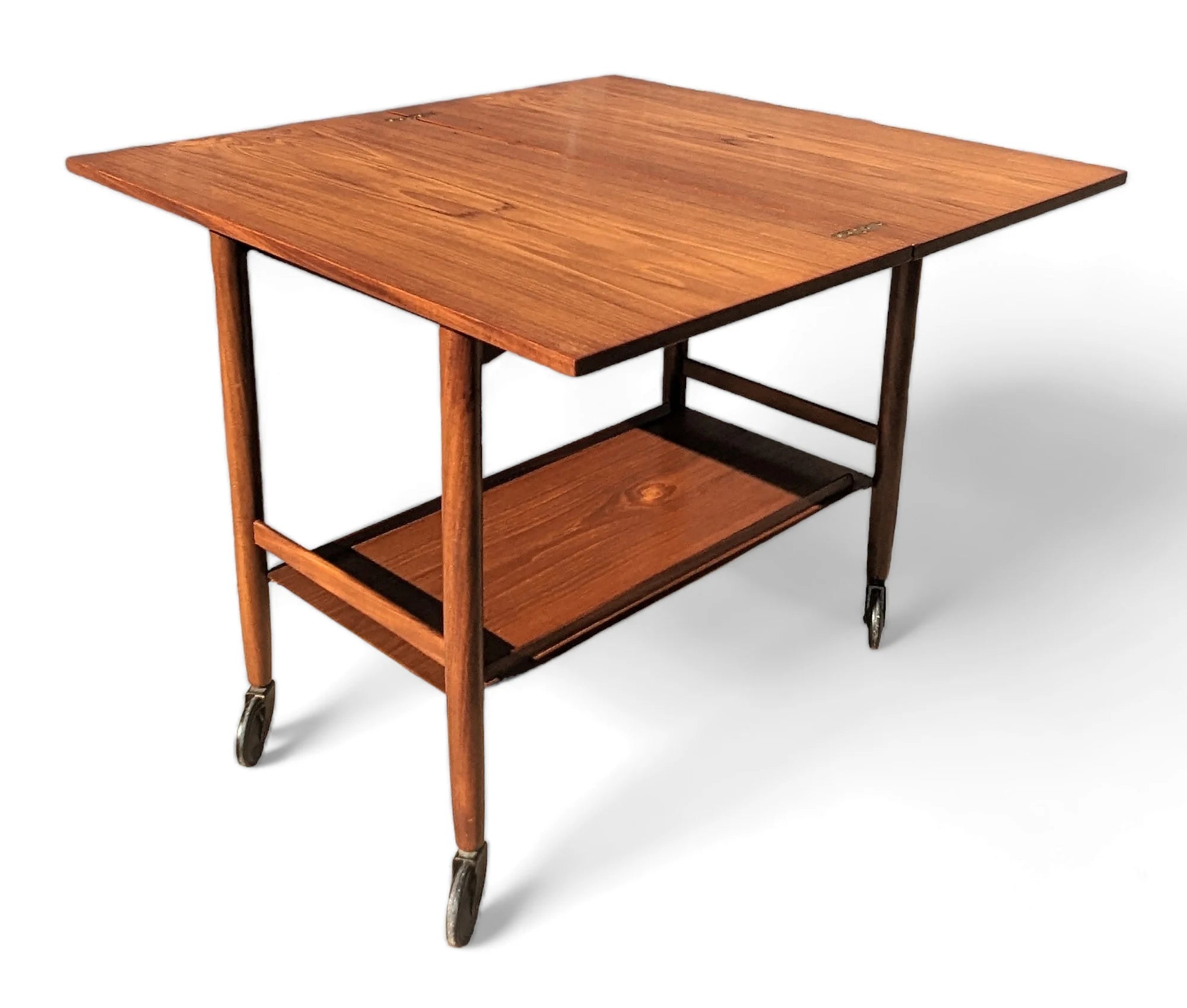 Mid Century Danish Modern Flip Top Rolling Bar