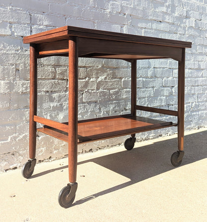 Mid Century Danish Modern Flip Top Rolling Bar