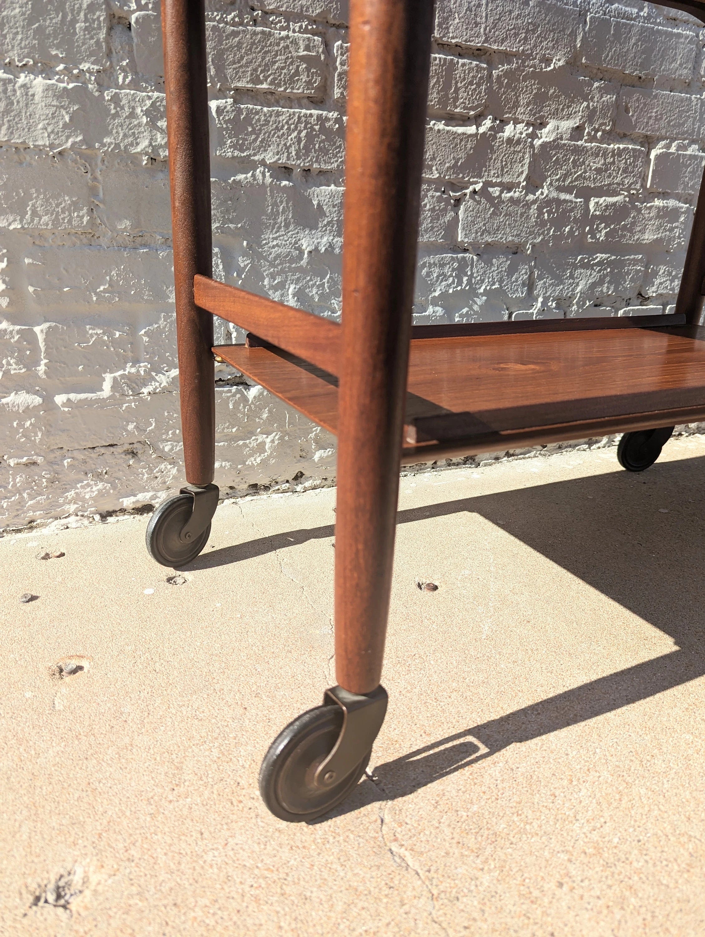 Mid Century Danish Modern Flip Top Rolling Bar