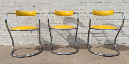 Mid Century Modern Cantilevered Chrome Chairs