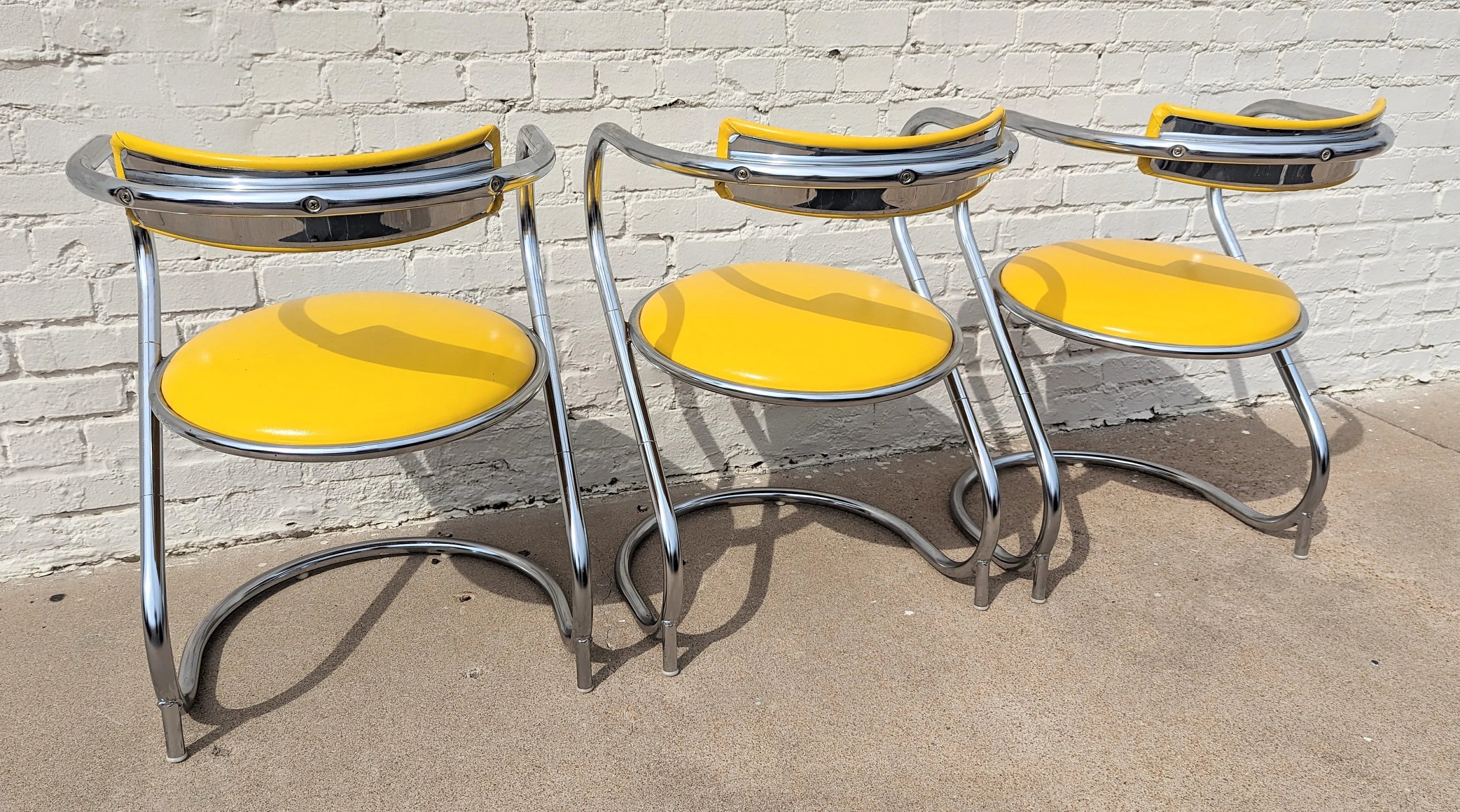 Mid Century Modern Cantilevered Chrome Chairs
