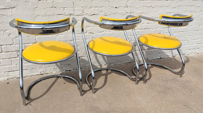 Mid Century Modern Cantilevered Chrome Chairs