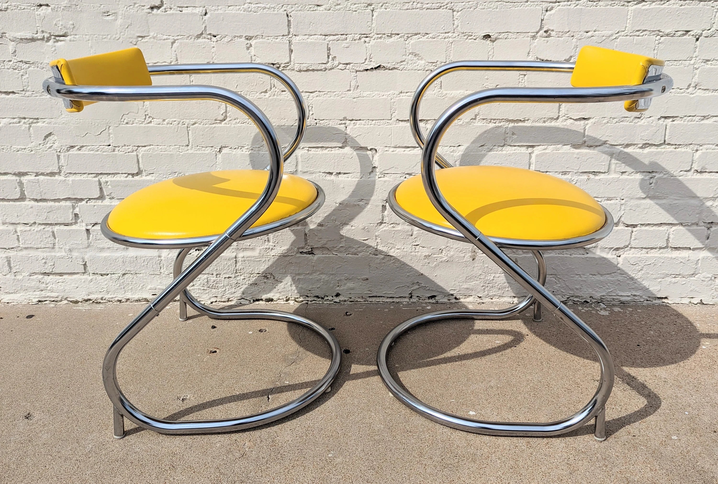 Mid Century Modern Cantilevered Chrome Chairs