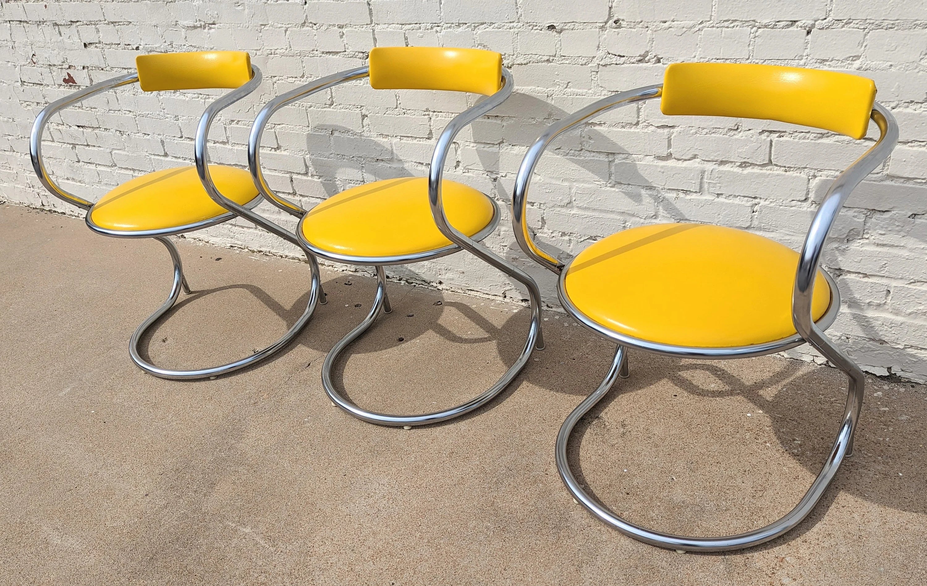 Mid Century Modern Cantilevered Chrome Chairs