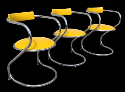 Mid Century Modern Cantilevered Chrome Chairs