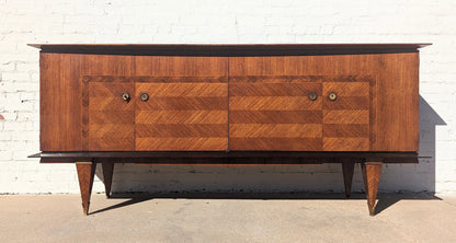 Mid Century French Modern Herringbone Credenza