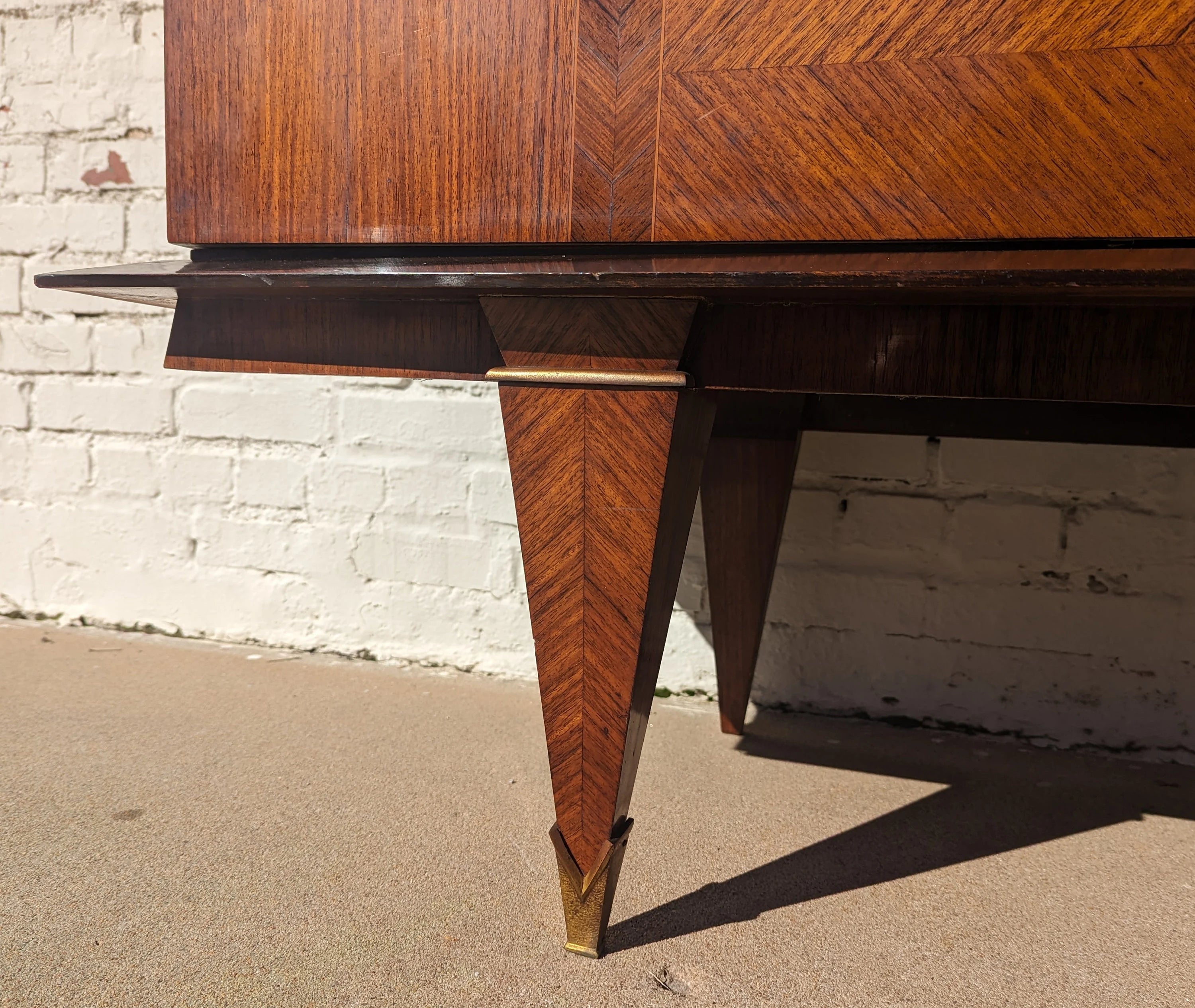 Mid Century French Modern Herringbone Credenza