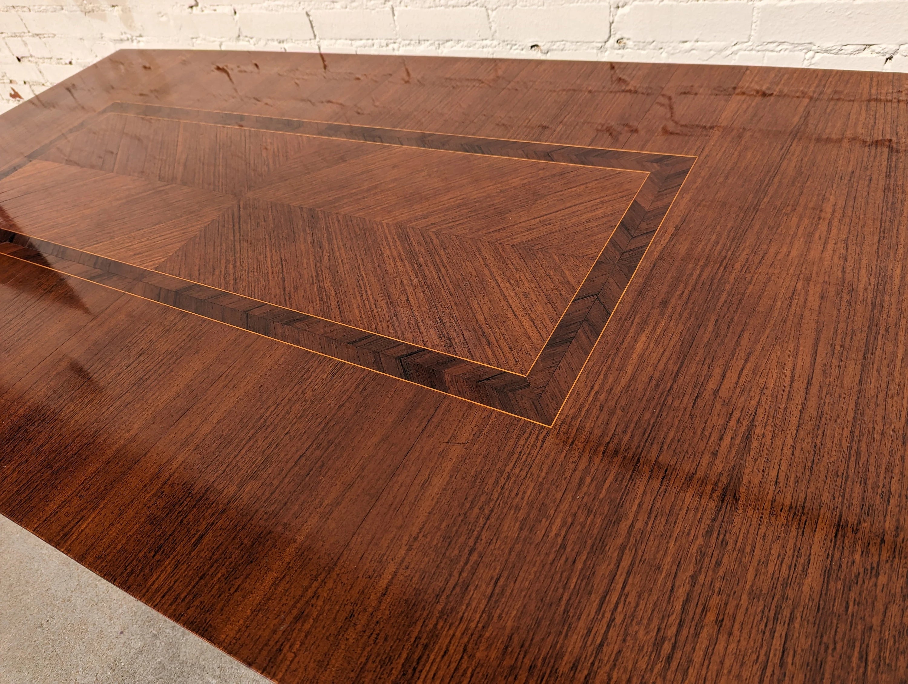 Mid Century Italian Modern Herringbone Dining Table