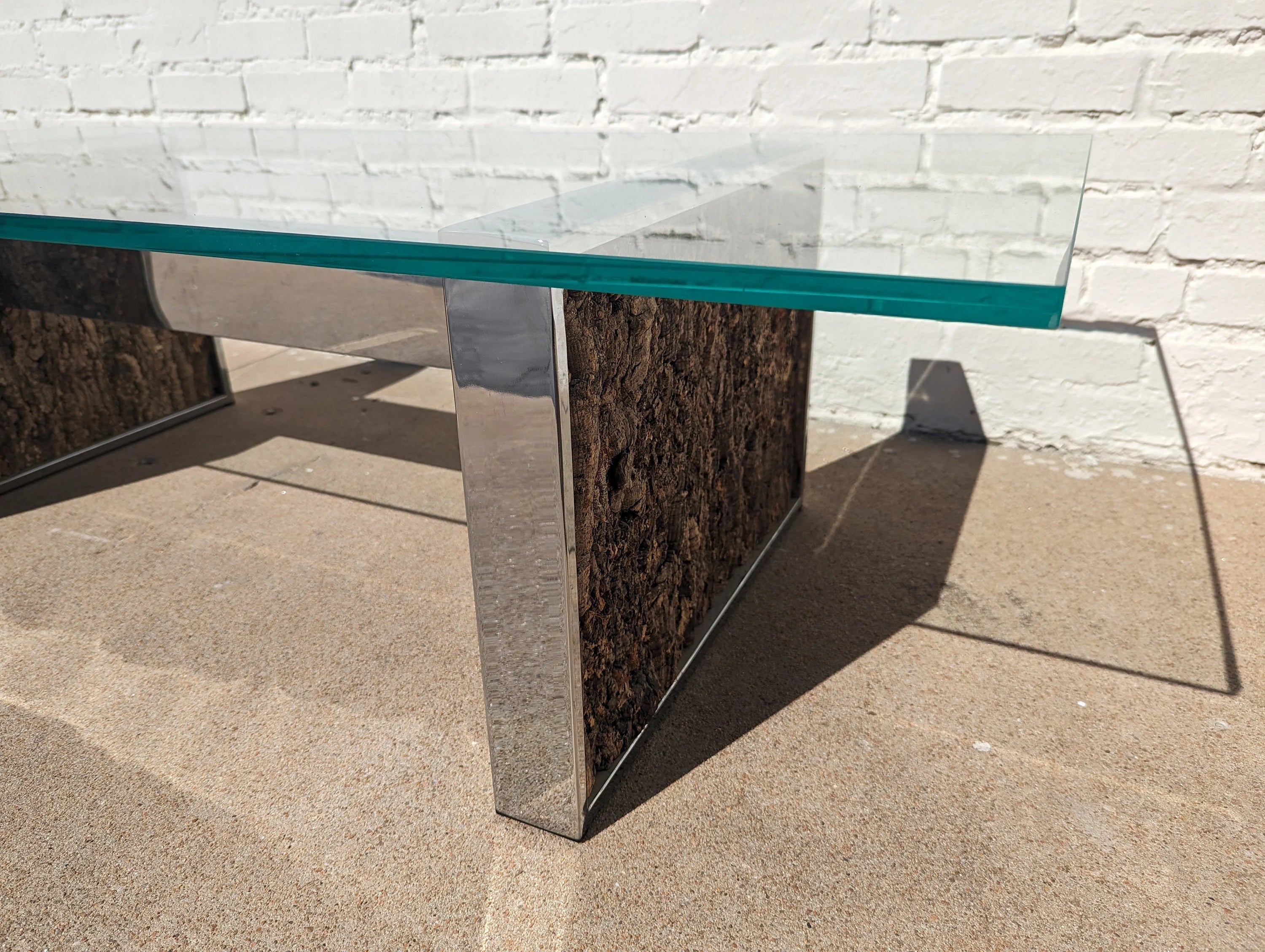 Mid Century Modern Adrian Pearsall Stainless Steel and Cork Coffee Table