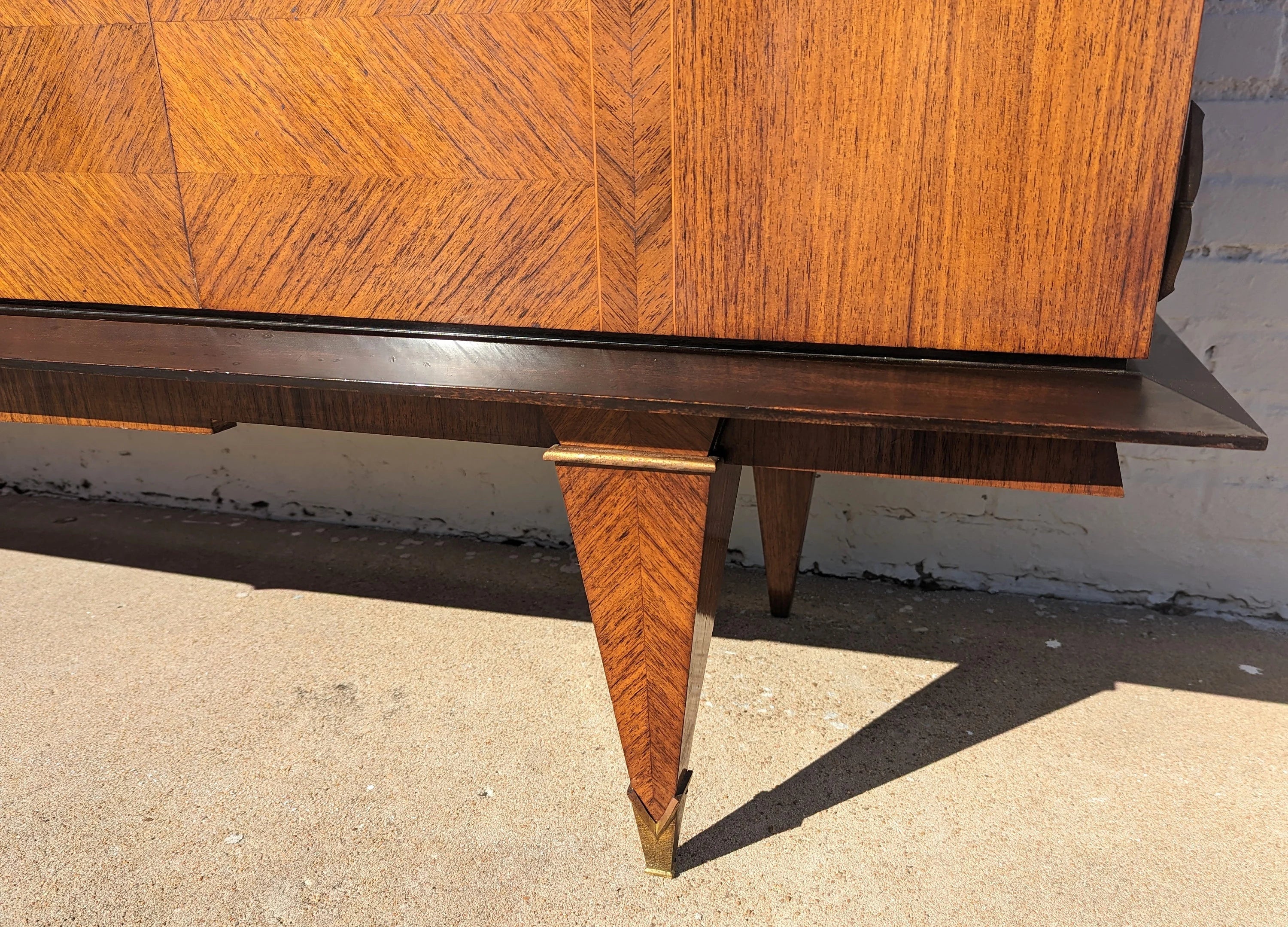 Mid Century French Modern Herringbone Credenza