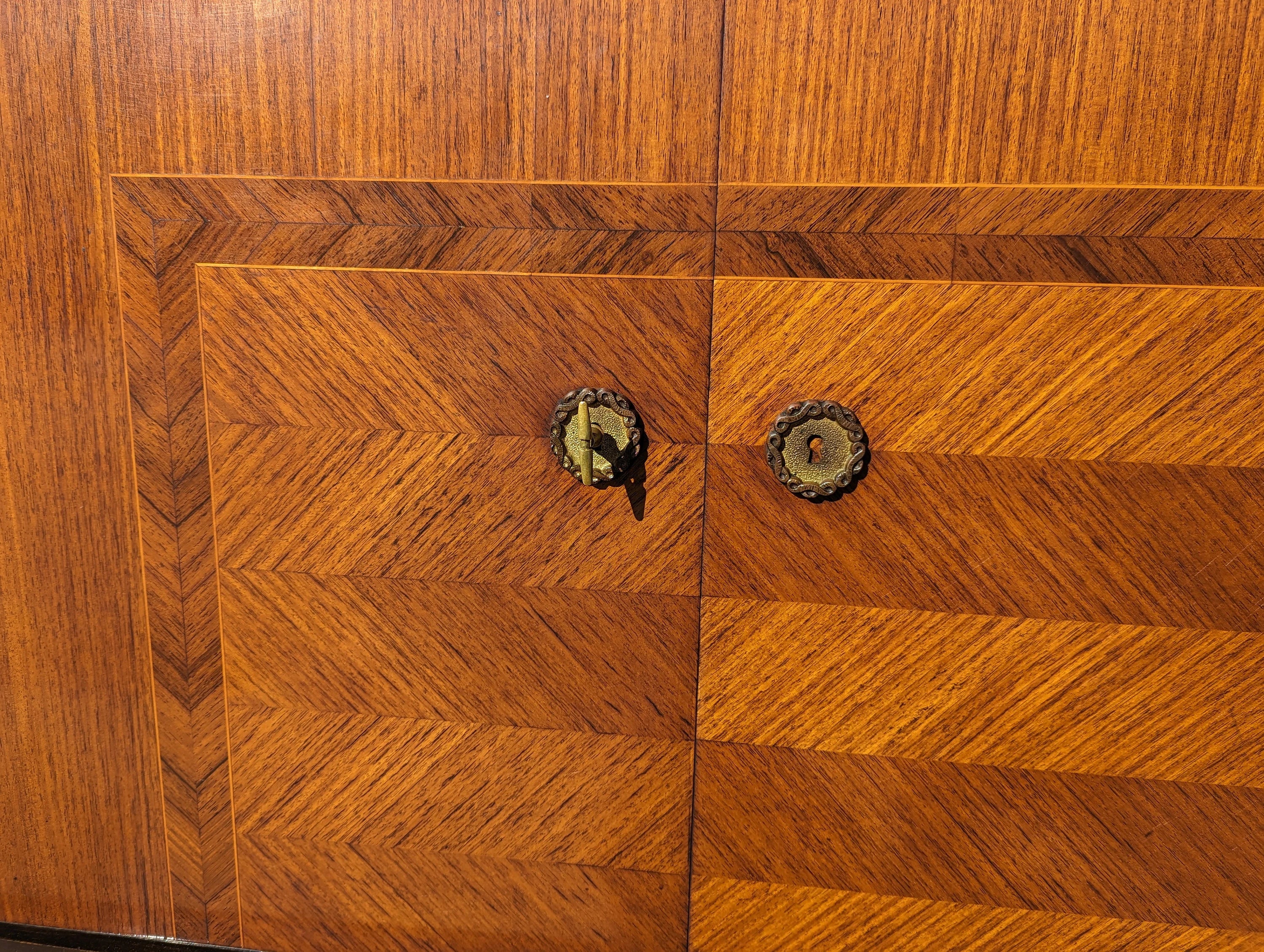 Mid Century French Modern Herringbone Credenza