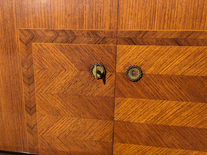 Mid Century French Modern Herringbone Credenza