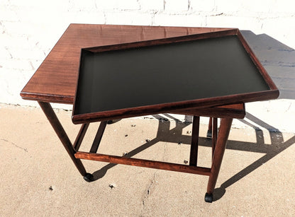 Mid Century Danish Modern Rosewood Rolling Bar