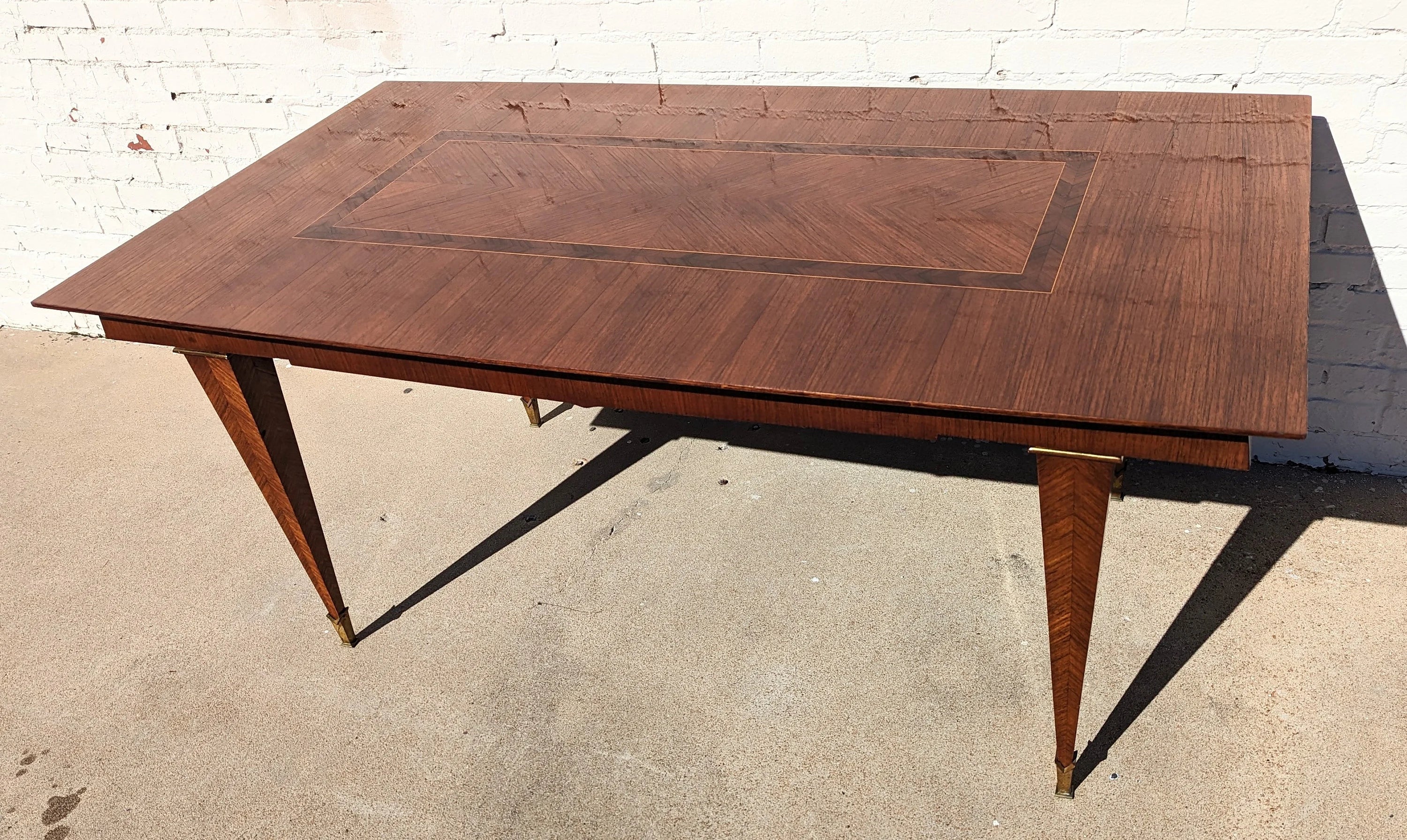 Mid Century Italian Modern Herringbone Dining Table