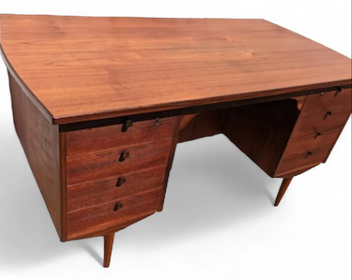 Mid Century Danish Modern Teak Double Sided Desk