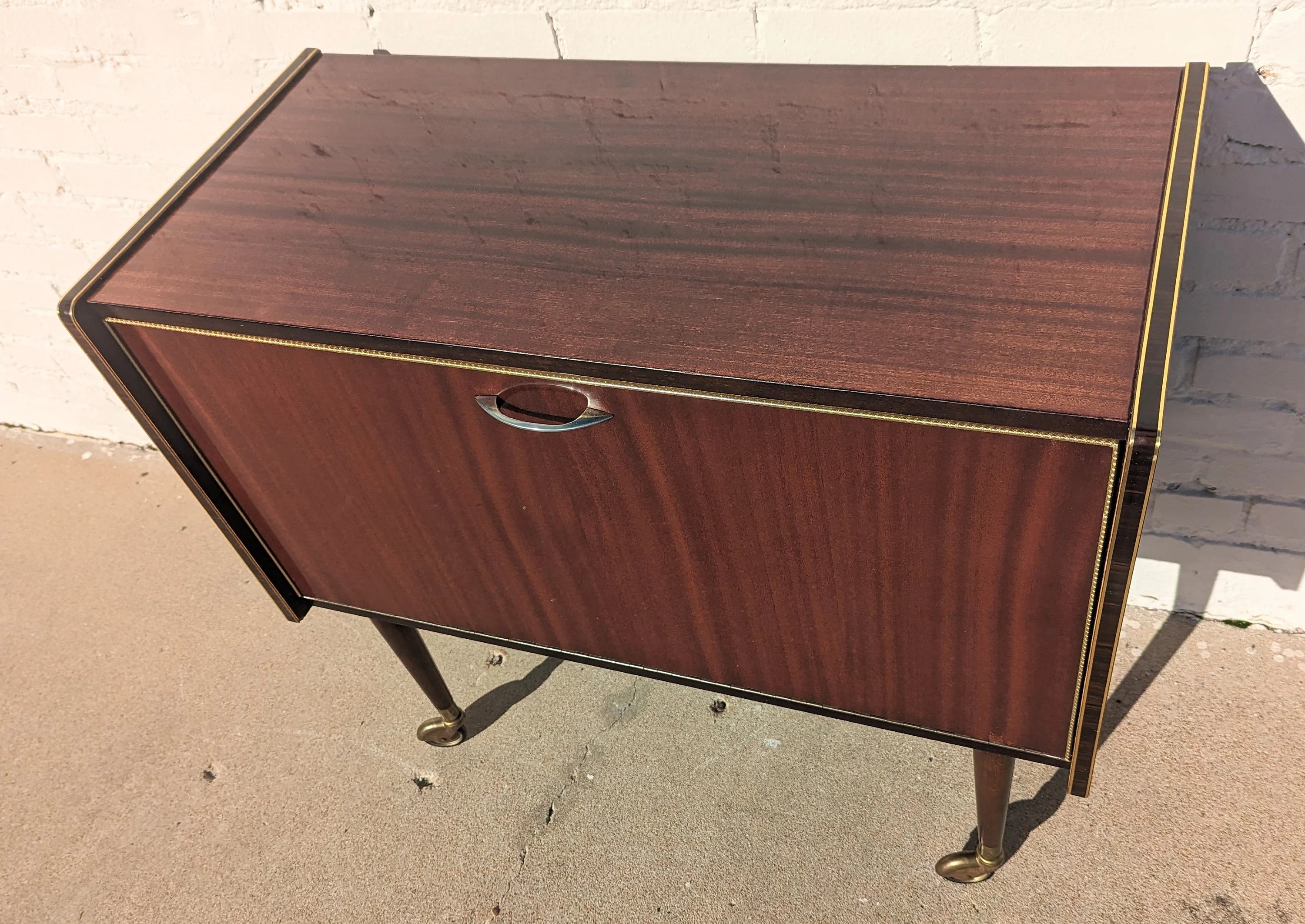 Mid Century French Modern Rosewood Rolling Barcart