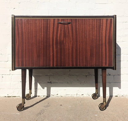 Mid Century French Modern Rosewood Rolling Barcart