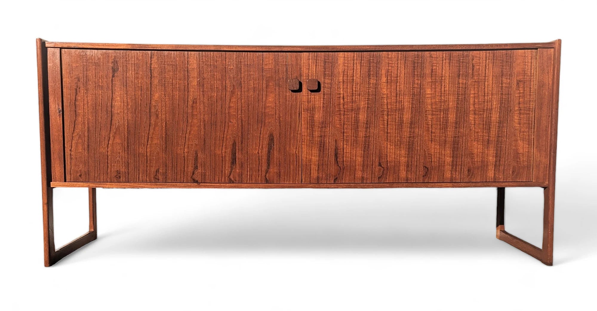 Mid Century Danish Modern Teak Tambour Door Credenza