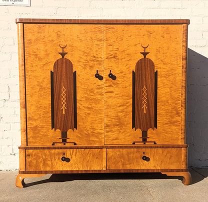 Art Deco Scandinavian Burlwood Cabinet