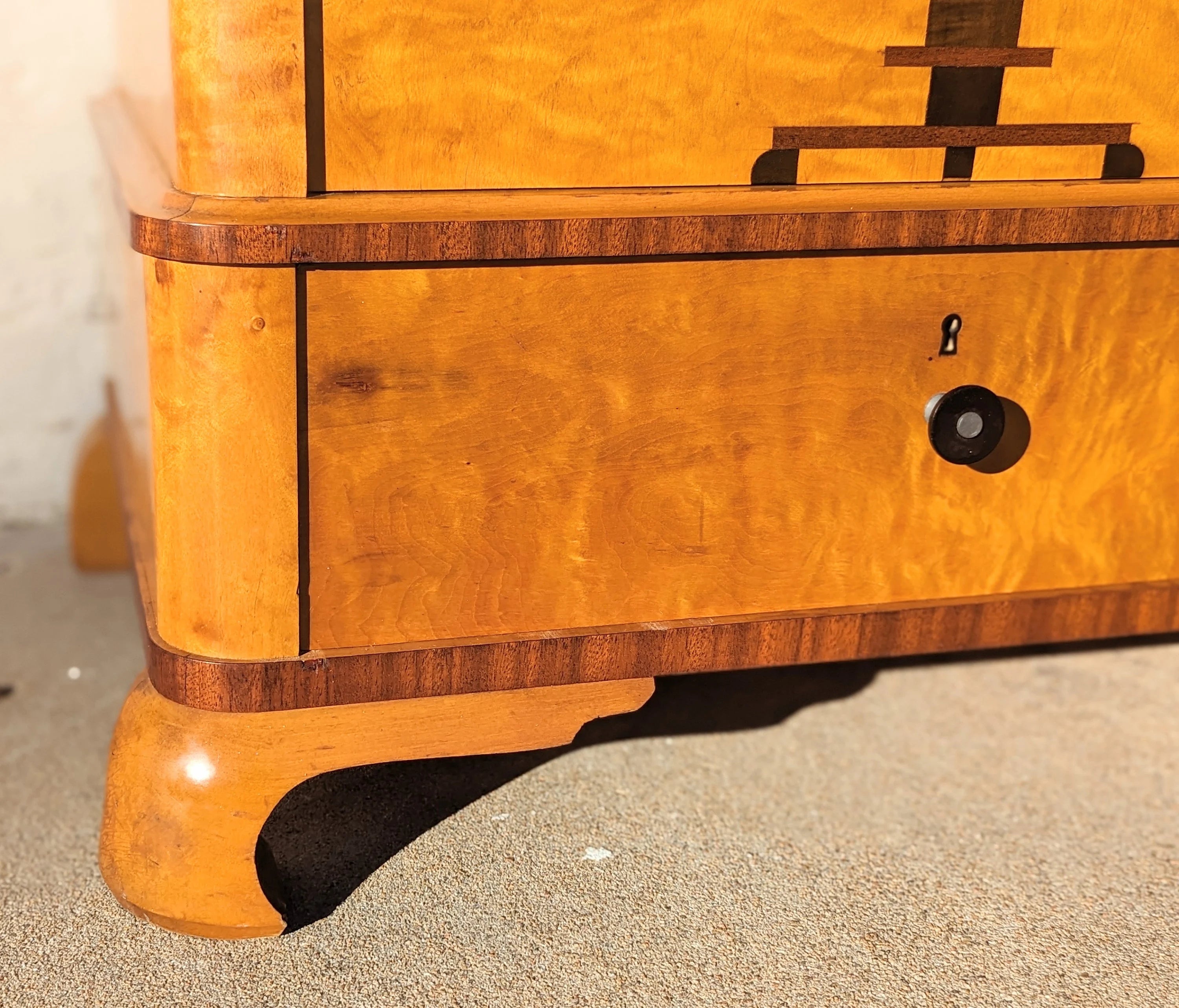 Art Deco Scandinavian Burlwood Cabinet