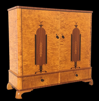 Art Deco Scandinavian Burlwood Cabinet