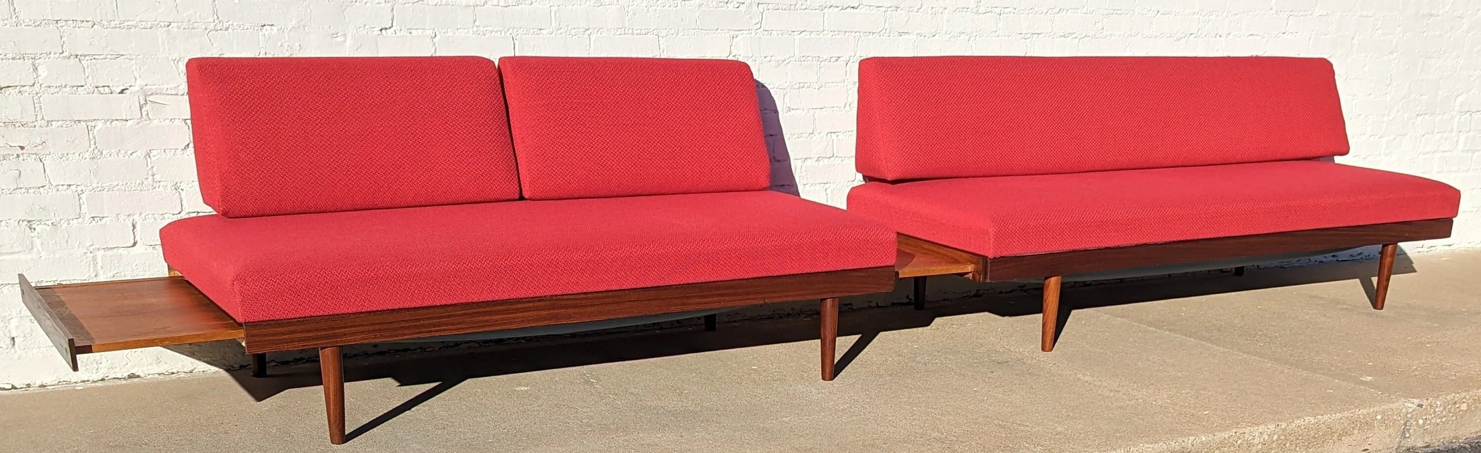 Mid Century Scandinavian Red Sleeper Sectional