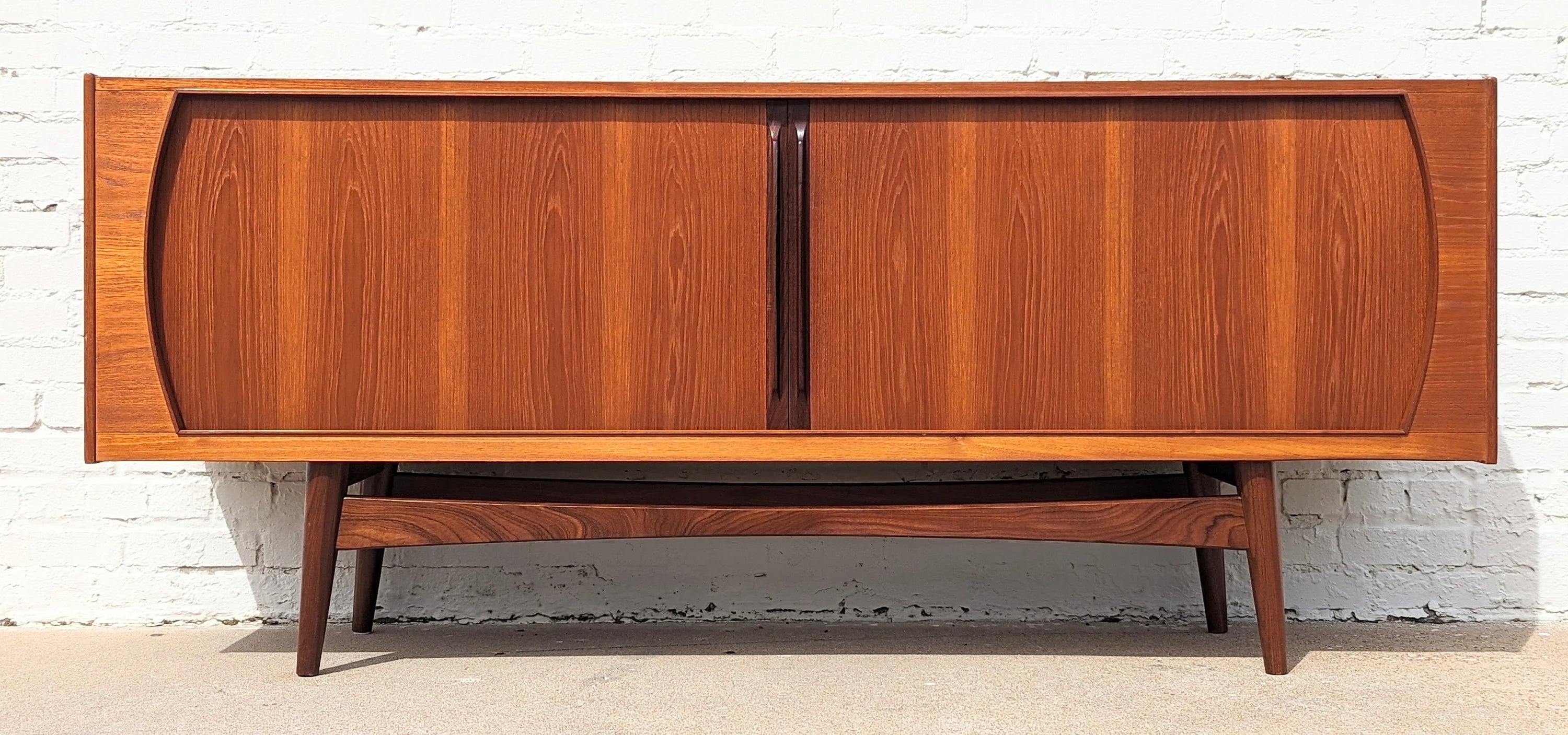 Mid Century Danish Modern Tambour Door Credenza