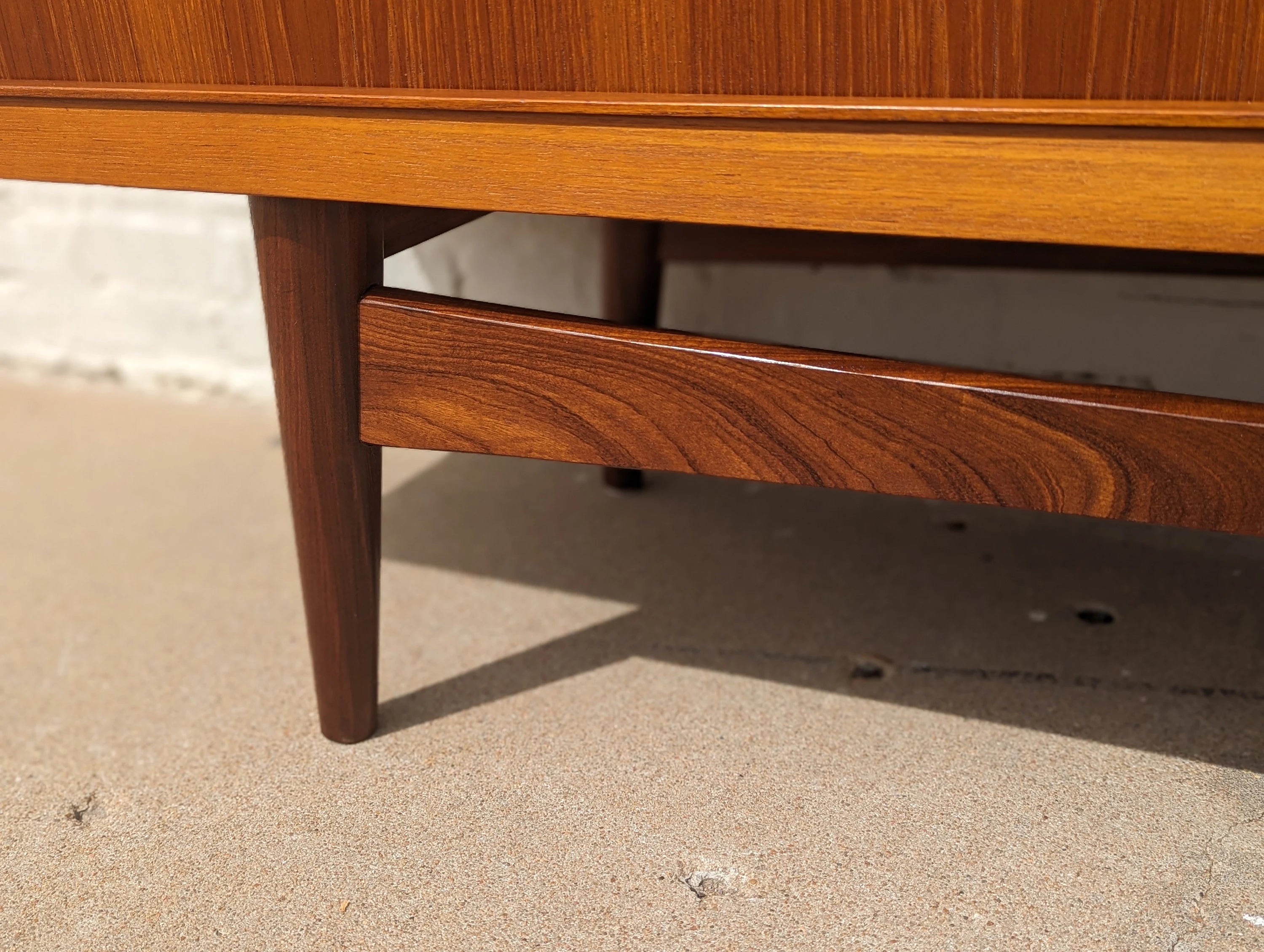 Mid Century Danish Modern Leather and Teak Loveseat
