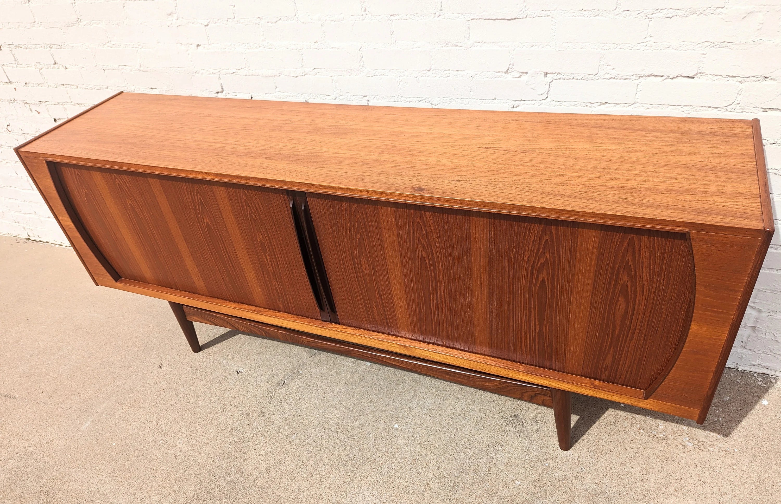 Mid Century Danish Modern Tambour Door Credenza