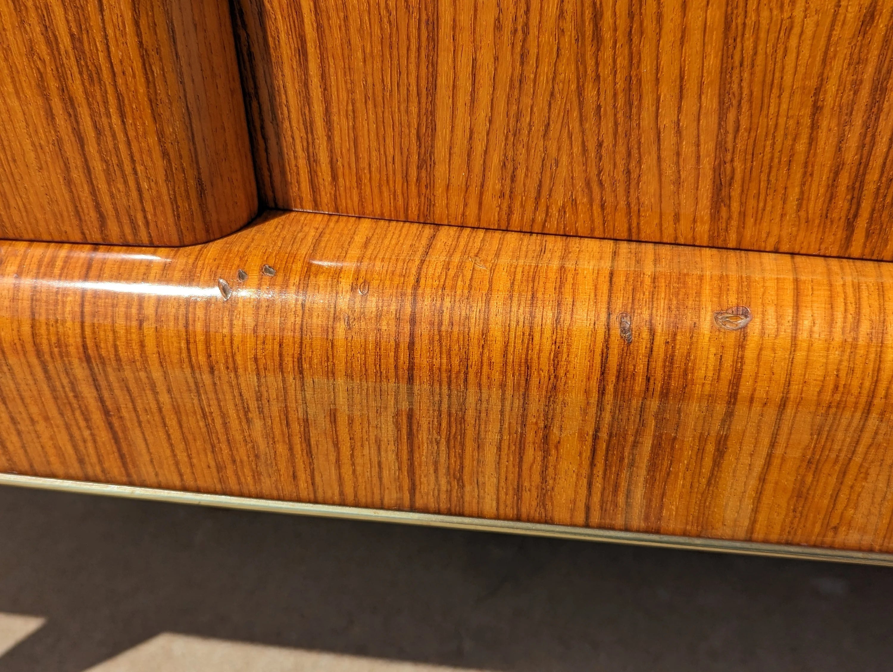 Modern French Lacquered Sunburst and Herringbone Credenza