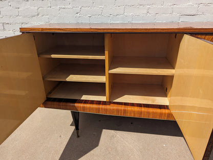 Modern French Lacquered Sunburst and Herringbone Credenza