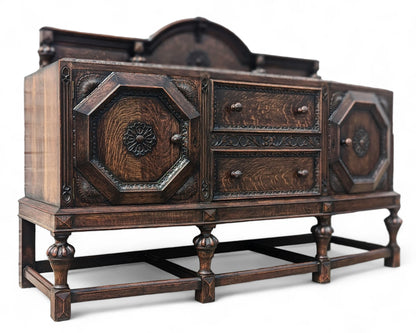 English Tudor Oak Sideboard