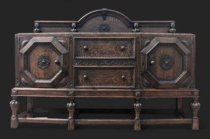 English Tudor Oak Sideboard