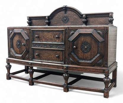 English Tudor Oak Sideboard