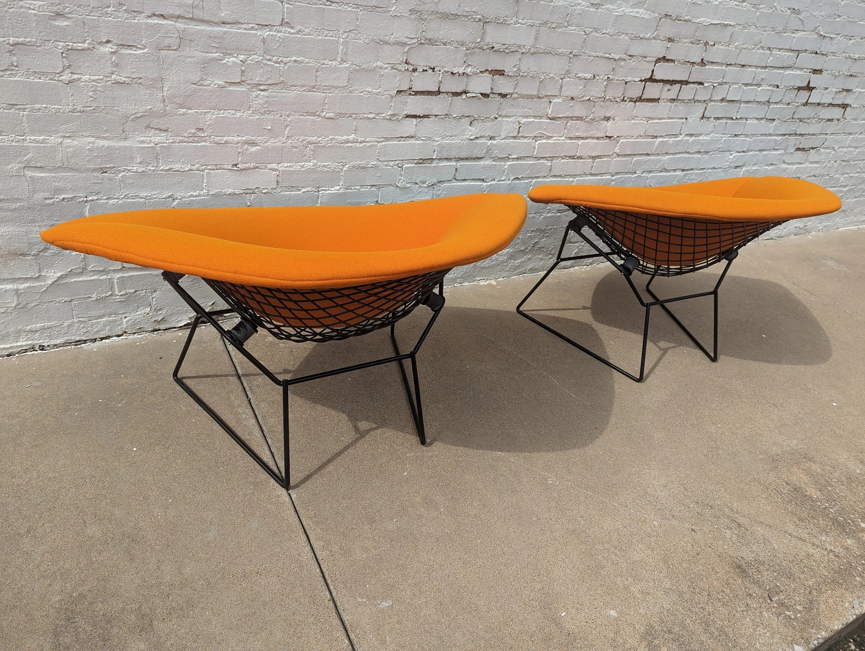 Mid Century Modern Bertoia Large Wire Diamond Chairs