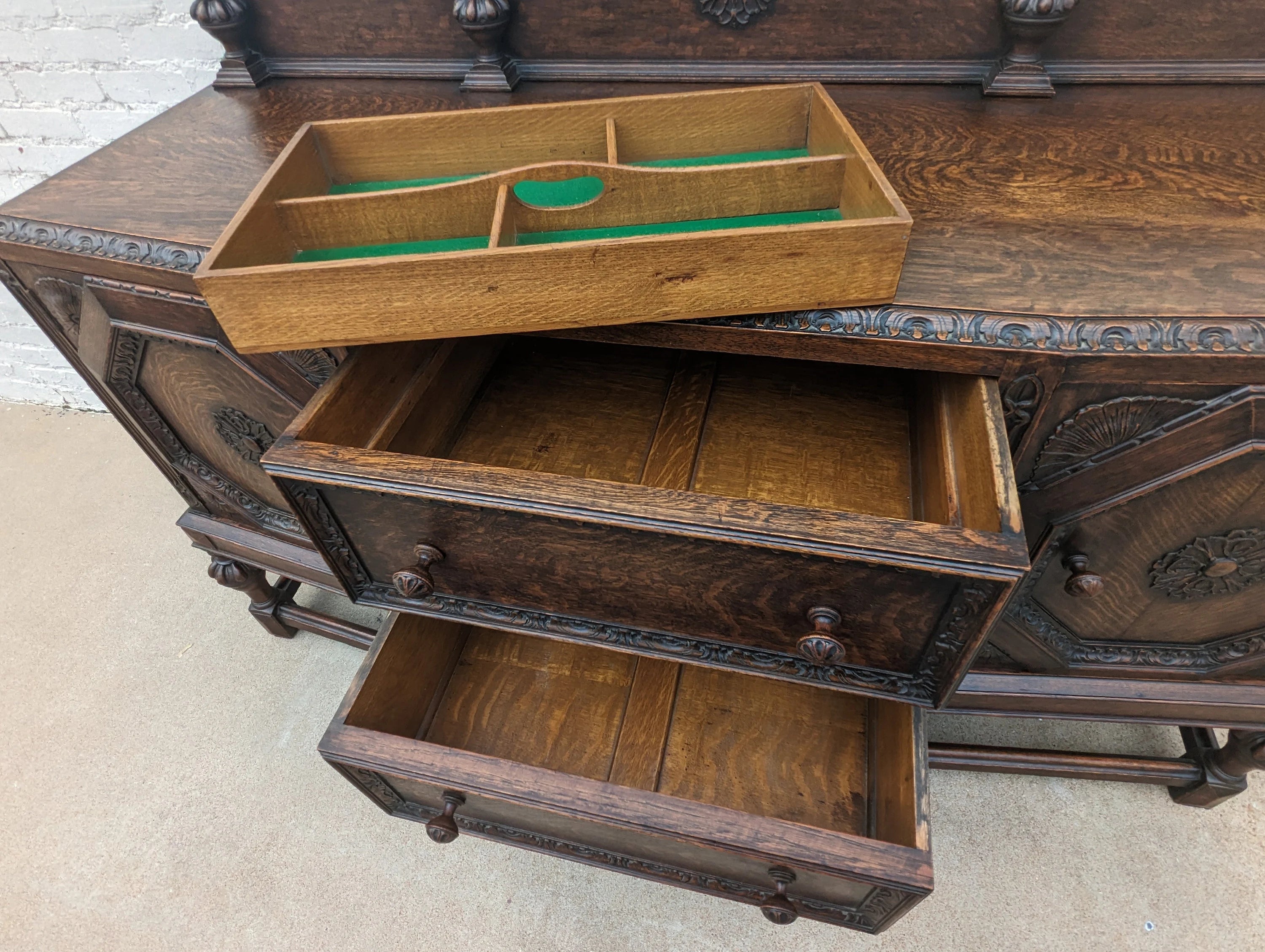English Tudor Oak Sideboard