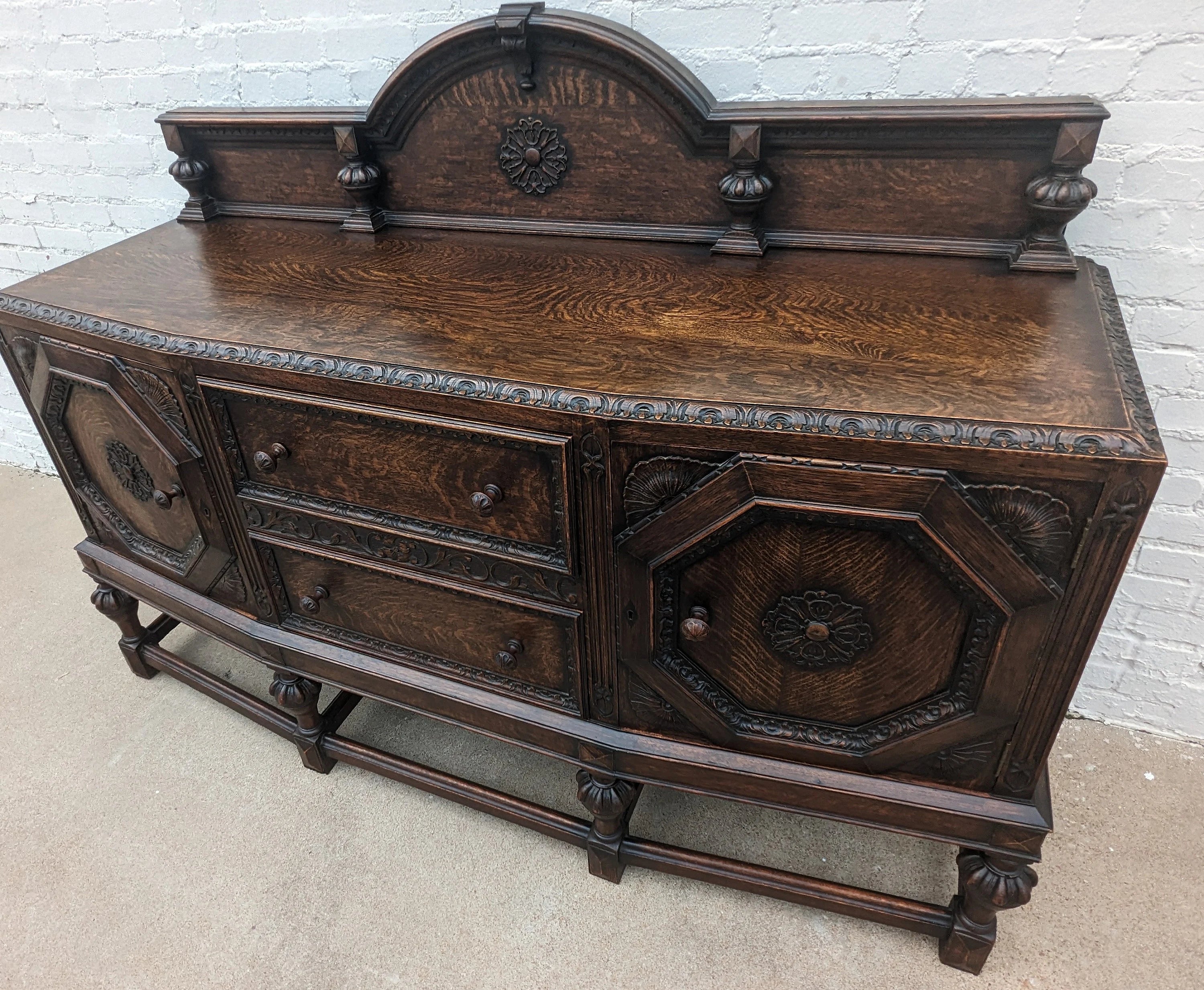 English Tudor Oak Sideboard
