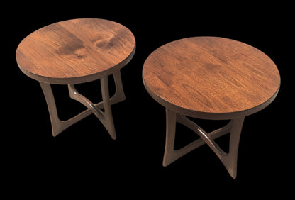 Mid Century Modern Walnut Jacks Side Tables in Manner of Adrian Pearsall
