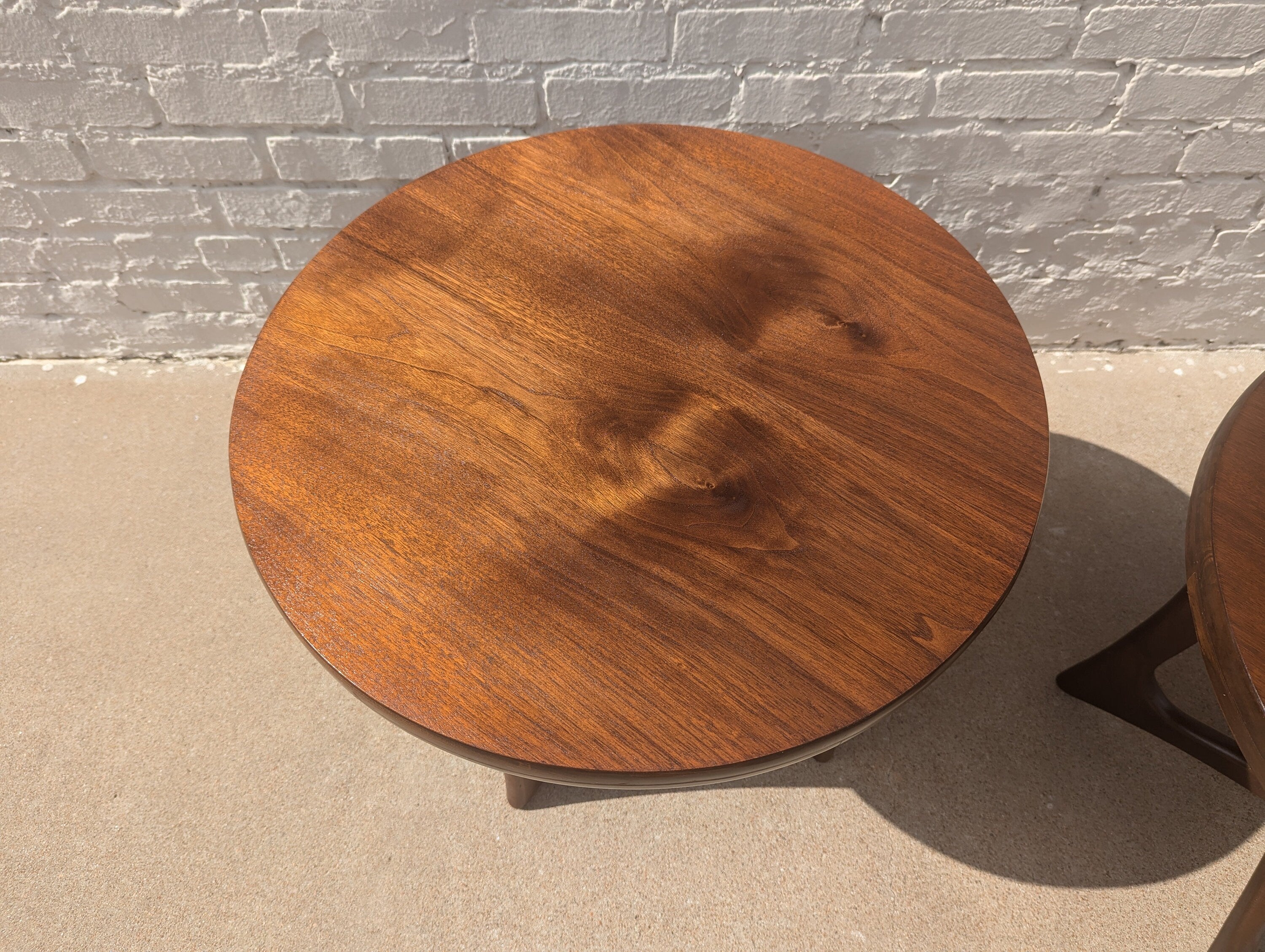 Mid Century Modern Walnut Jacks Side Tables in Manner of Adrian Pearsall
