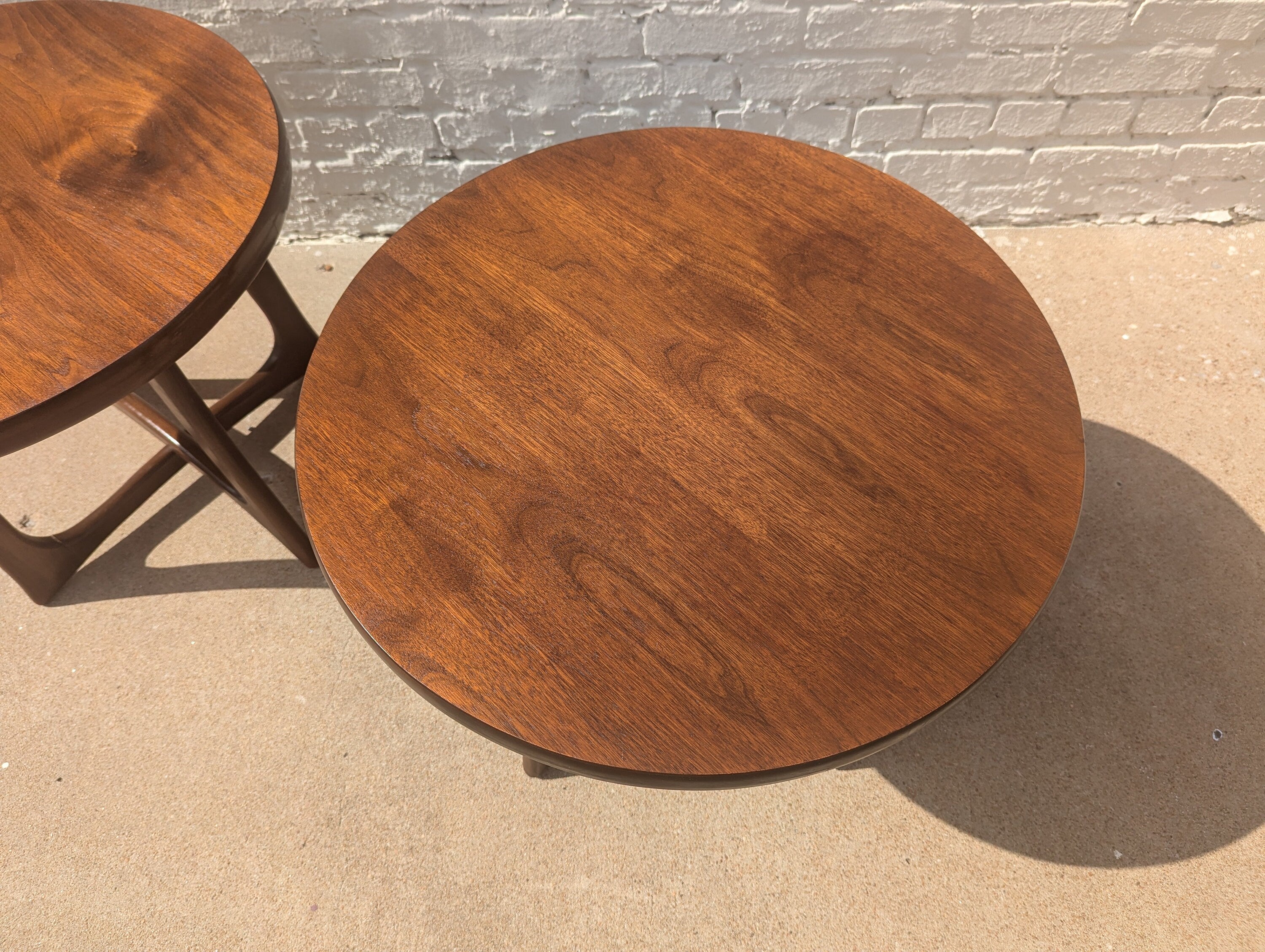 Mid Century Modern Walnut Jacks Side Tables in Manner of Adrian Pearsall
