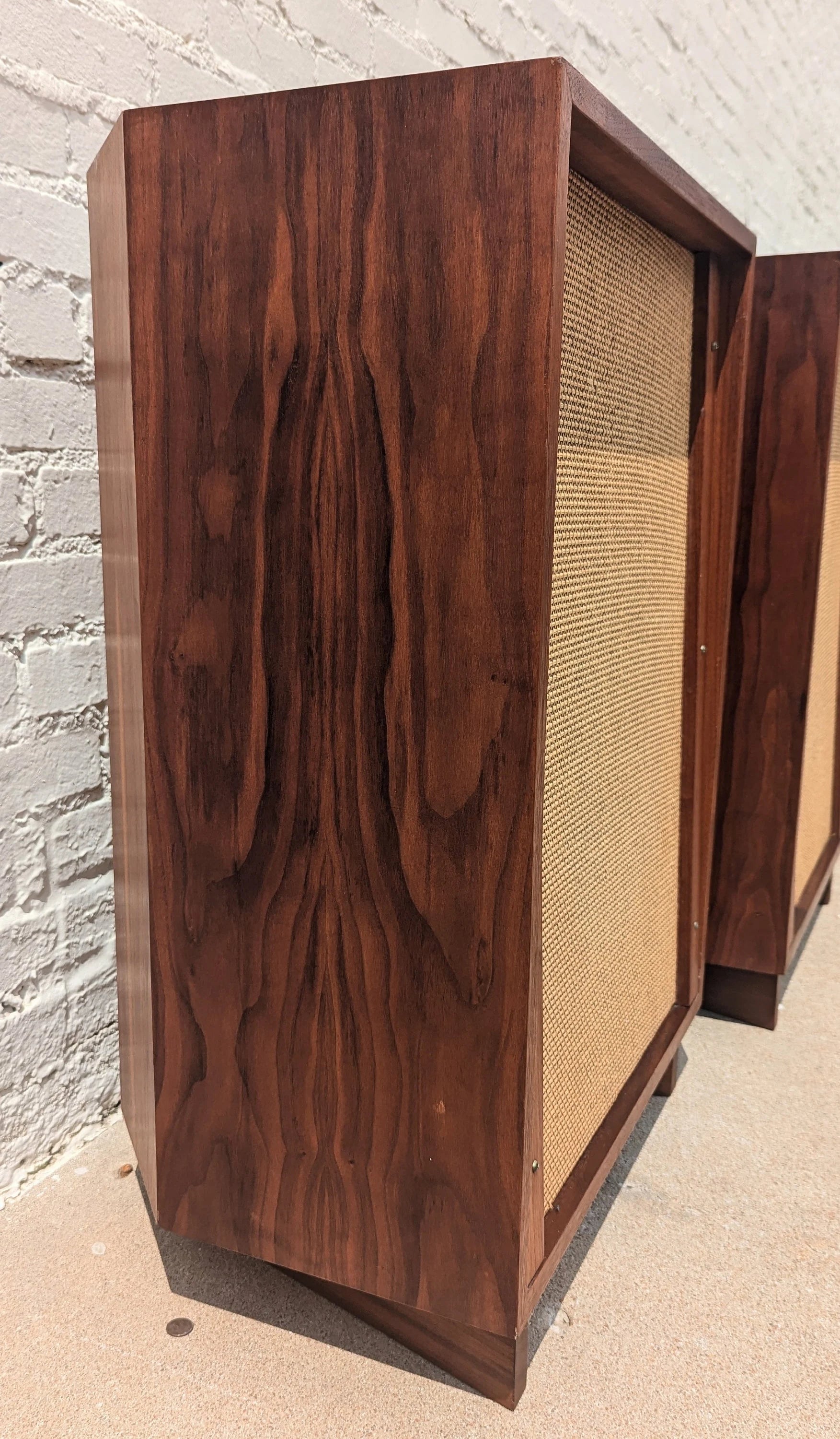 Modern Jensen Walnut Framed Cabinet Speakers