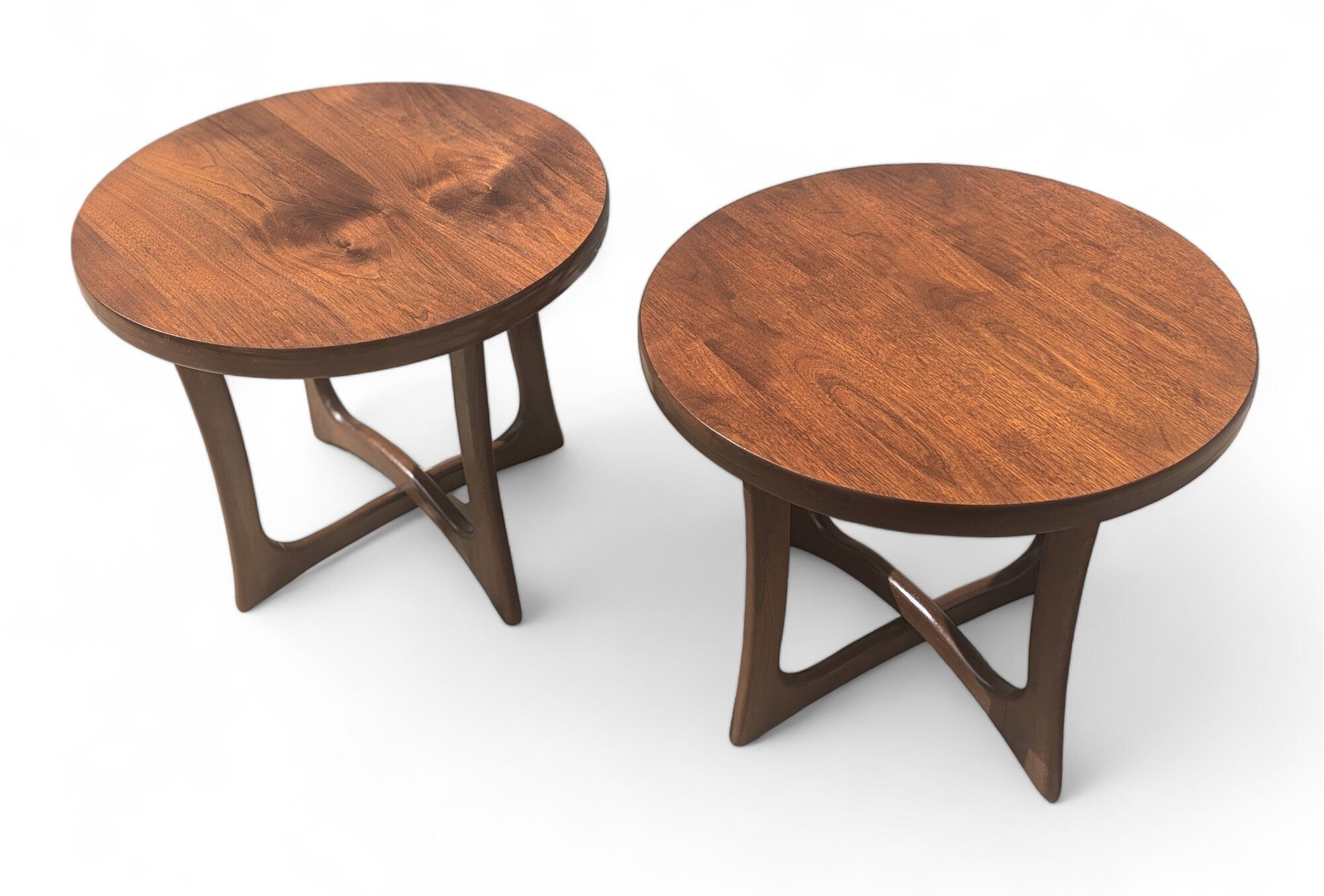 Mid Century Modern Walnut Jacks Side Tables in Manner of Adrian Pearsall