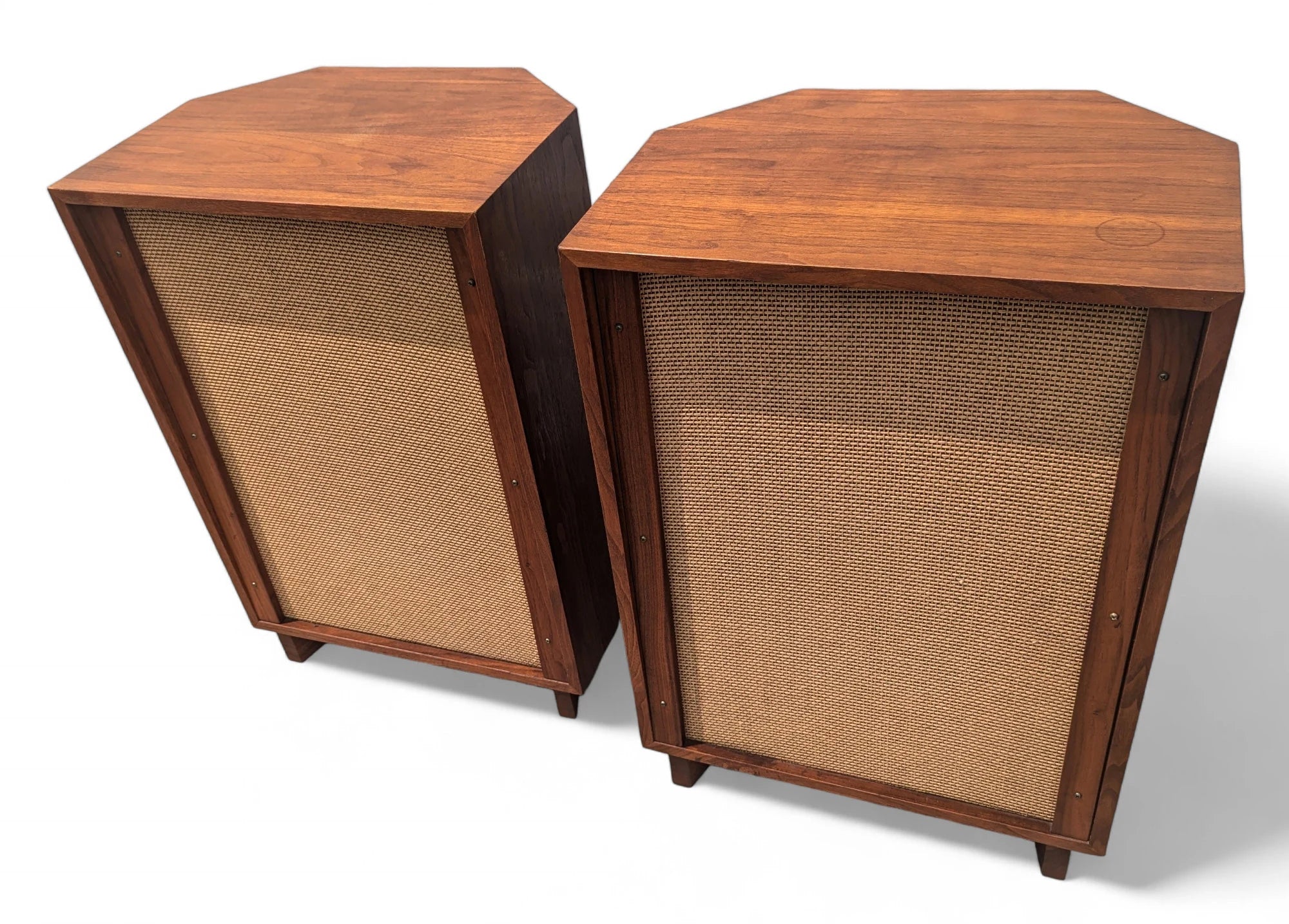 Modern Jensen Walnut Framed Cabinet Speakers
