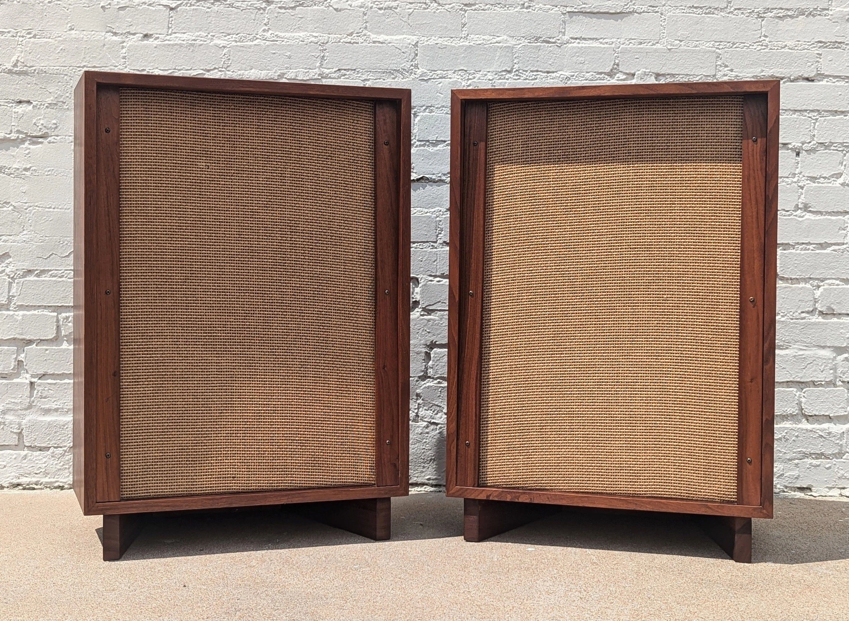 Modern Jensen Walnut Framed Cabinet Speakers