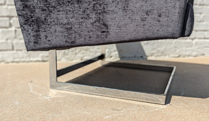 Mid Century Modern Chrome and Velvet Cantilevered Chair