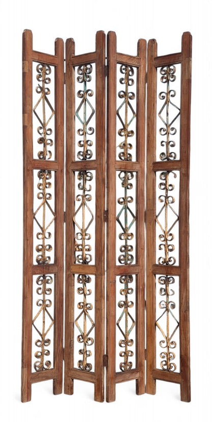 Rustic French Oak and Iron Screen Divider